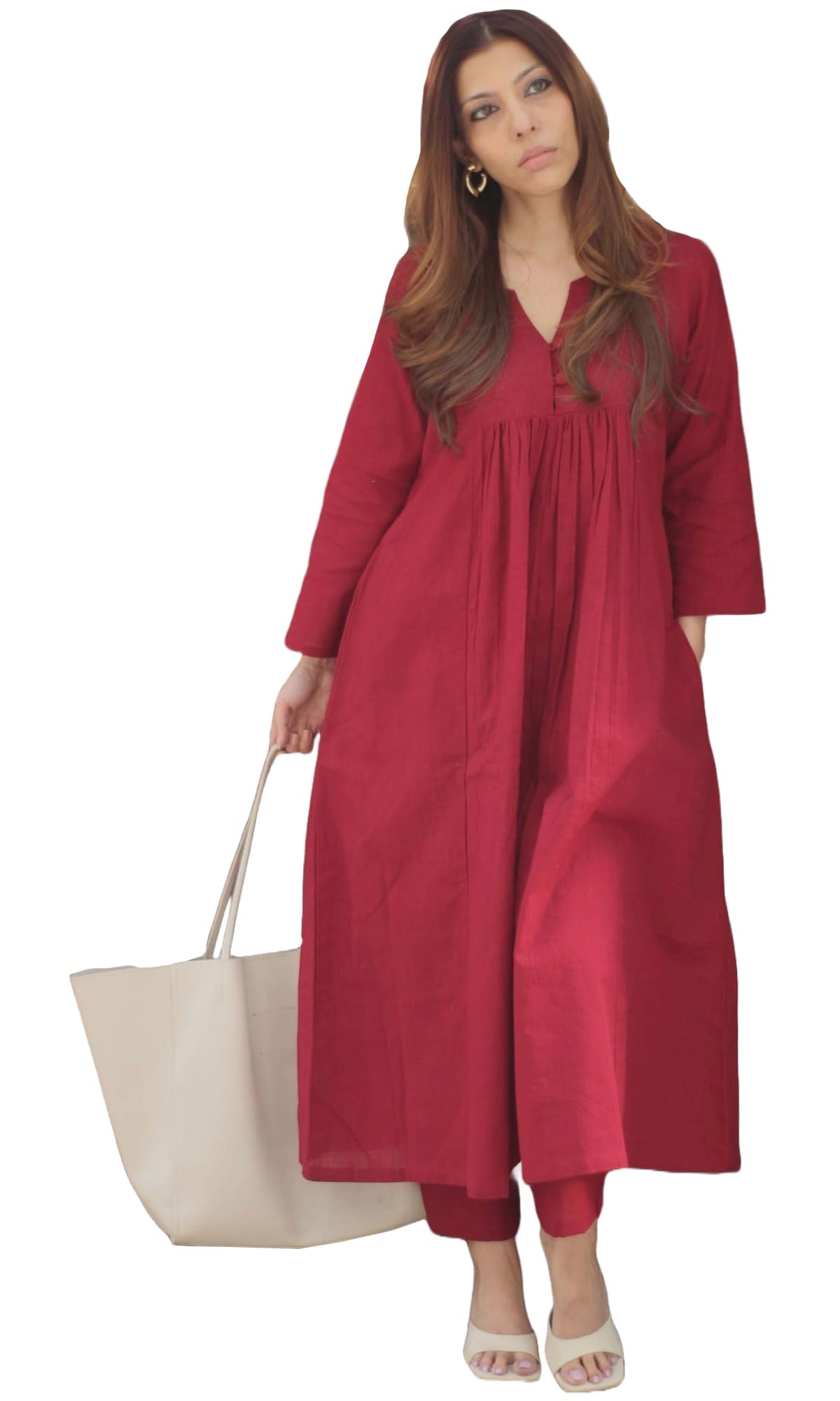 ANNI DESIGNER Womens Rayon Viscose Solid A-Line Kurta with Pant