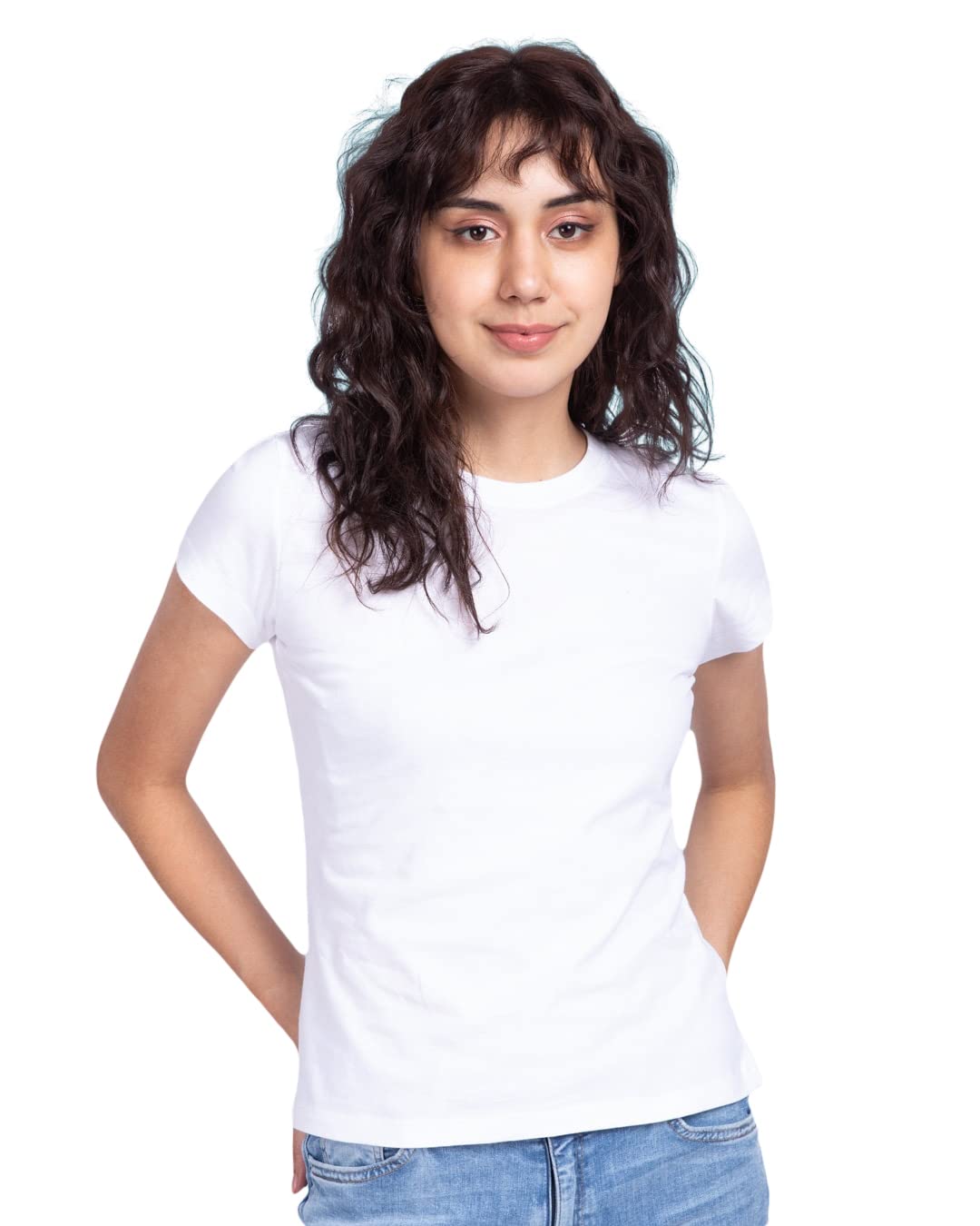 Bewakoof Womens Solid Slim Fit Half Sleeve Round Neck Cotton T-Shirt