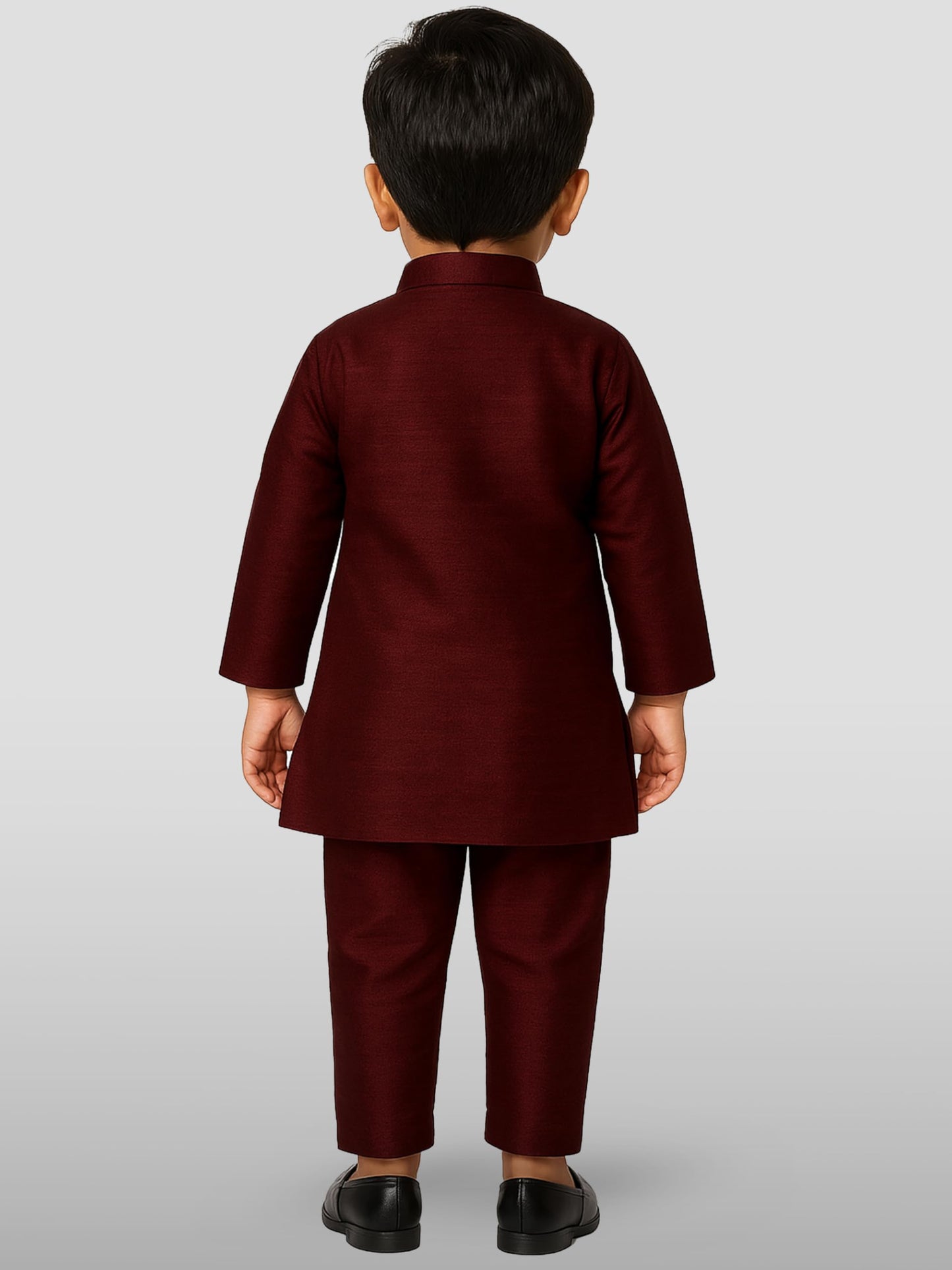 Jbn Creation Boys Wine Cotton Silk Blend Kurta And Pyjama Set