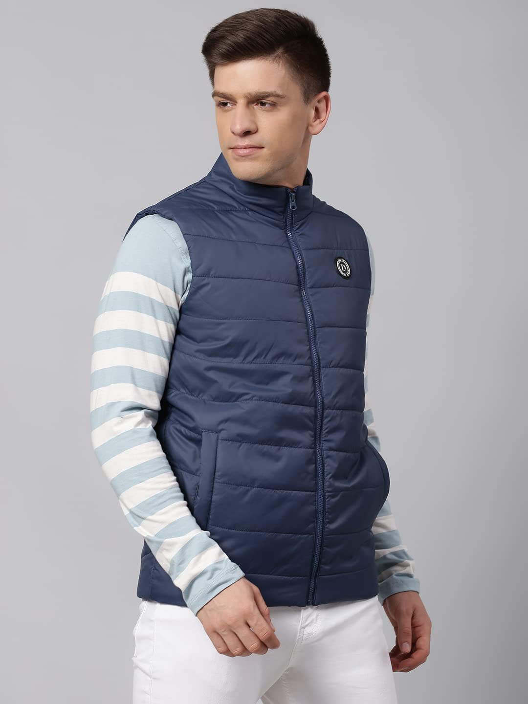 Dennis Lingo Polyester Regular Fit Long Sleeves MenS Solid Puffer Jacket With 2 Pockets - Lightweight Casual Winterwear For Men