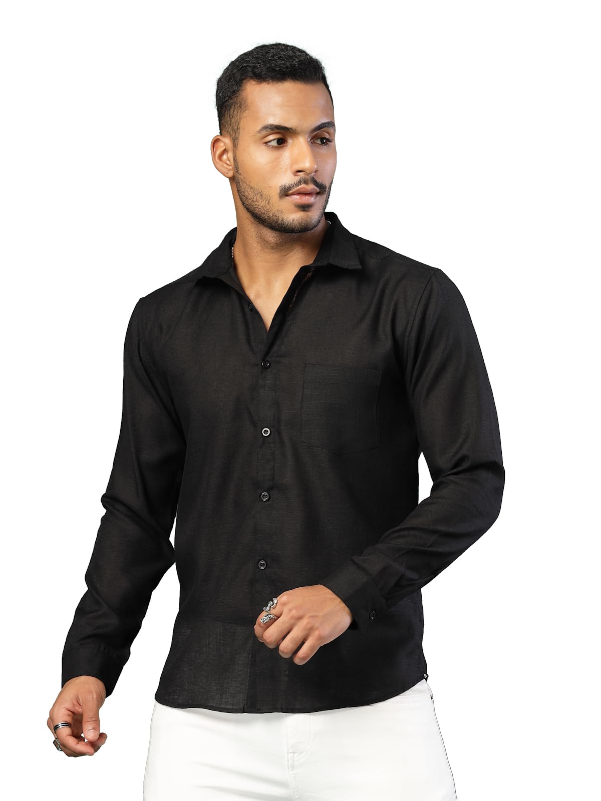 Rigo Linen Solid Shirts for Men | Full Sleeves Regular Fit Mens Shirt | Casual Shirt | Beach | Party | Outing Wear Shirt for Bo