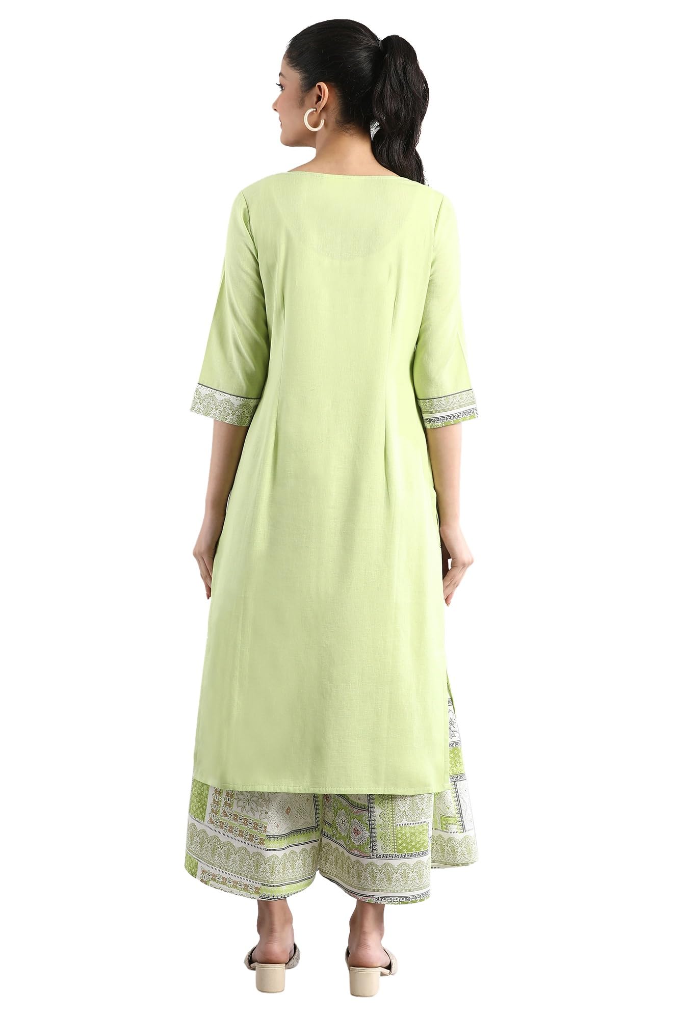 Aurelia Printed Round Neck Cotton Flax Womens Kurta Set (S21AU01502659-P)