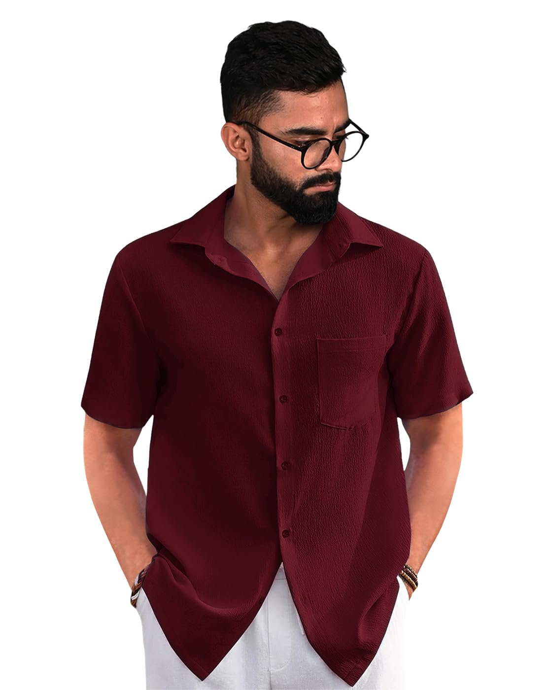 Tee Projekt Mens Solid Regular Fit Shirt (ERE-02_Maroon