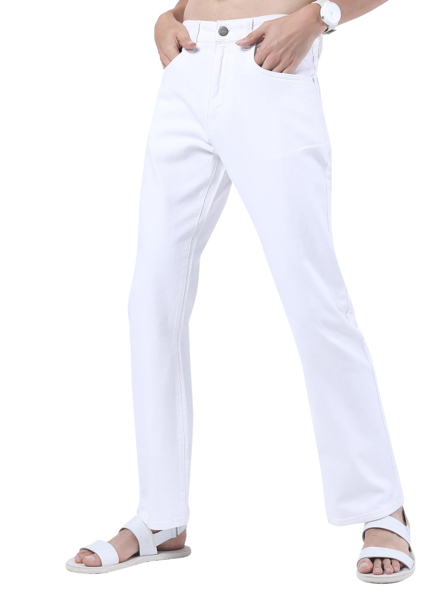 Ketch Mens Boot Cut White Jeans
