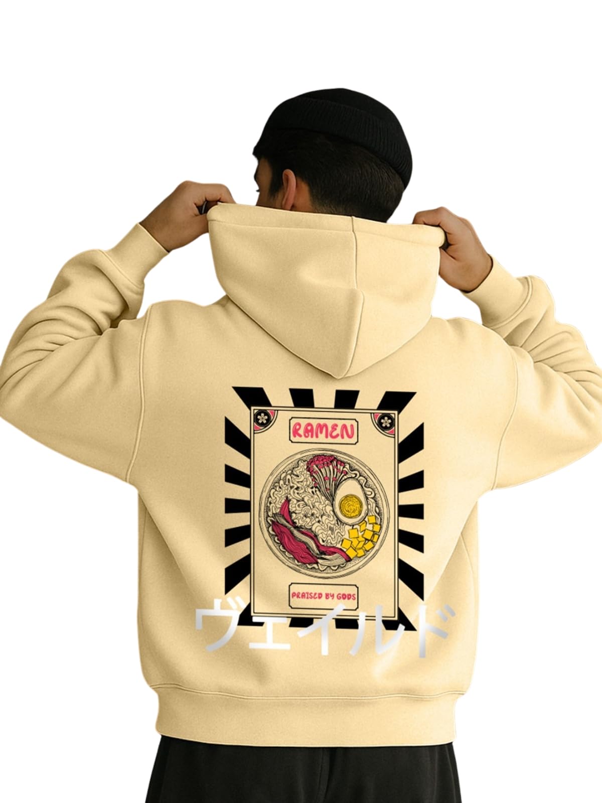 Veirdo Mens Cotton Fleece Regular Fit Hoodie Back Graphic Printed Winter Hoodies