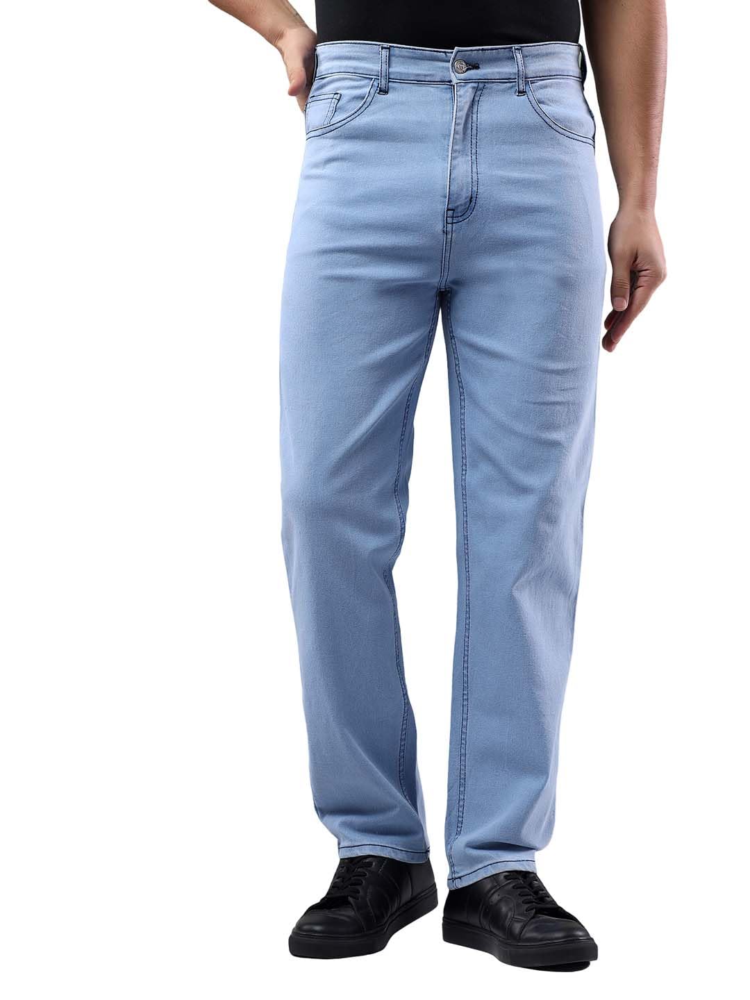 Kotty MenS Solid Regular Fit Mid Distressed Fashionable Trendy Denim Jeans(Blue,28)