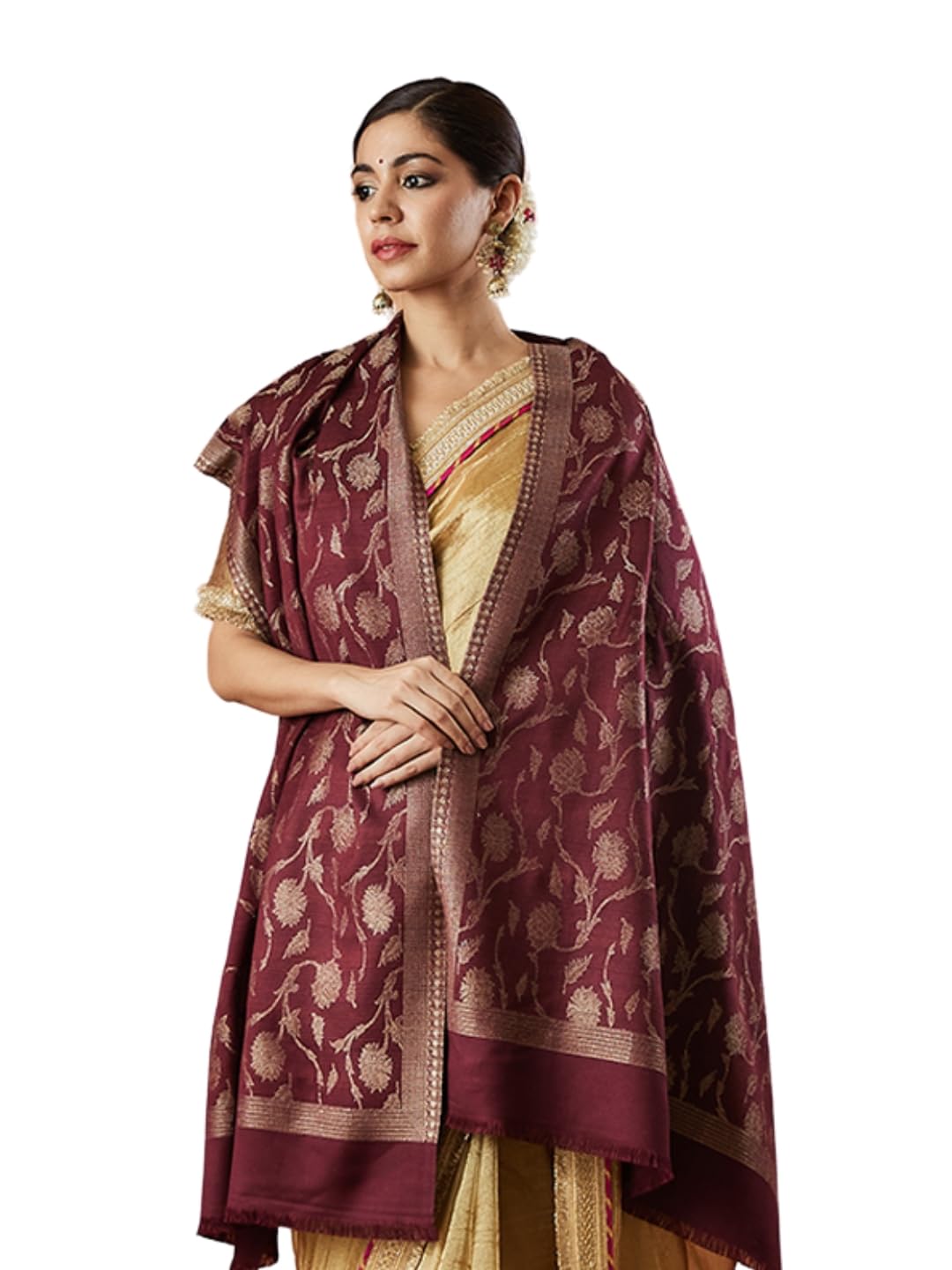 Pashmoda Women Gul-e-Mohabbat Kaani Wool Blend Stole (Size : 71X203 CM)