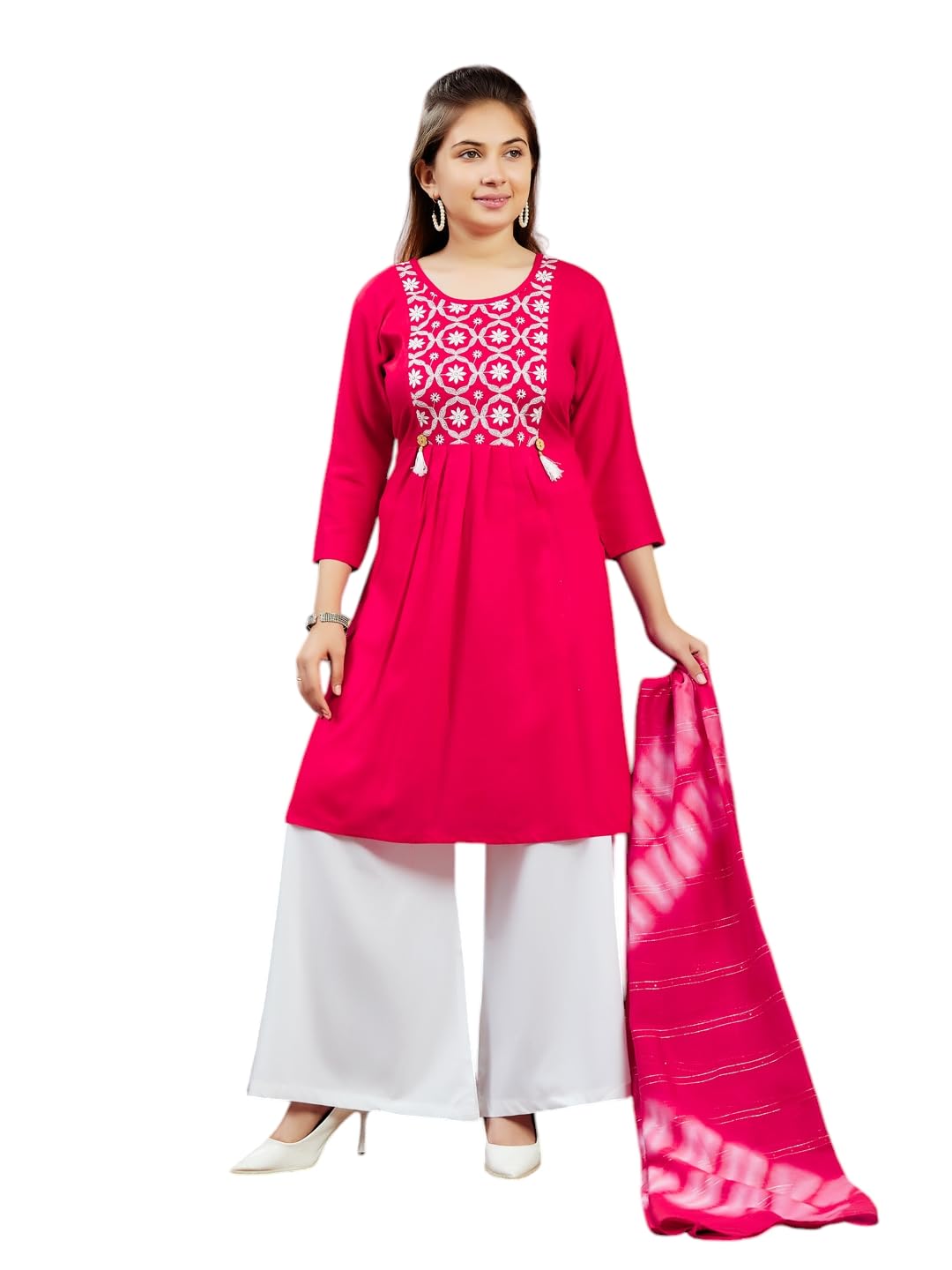 Aarika Girls Red Colour Embroidery Cotton Kurti (10-15 Years)