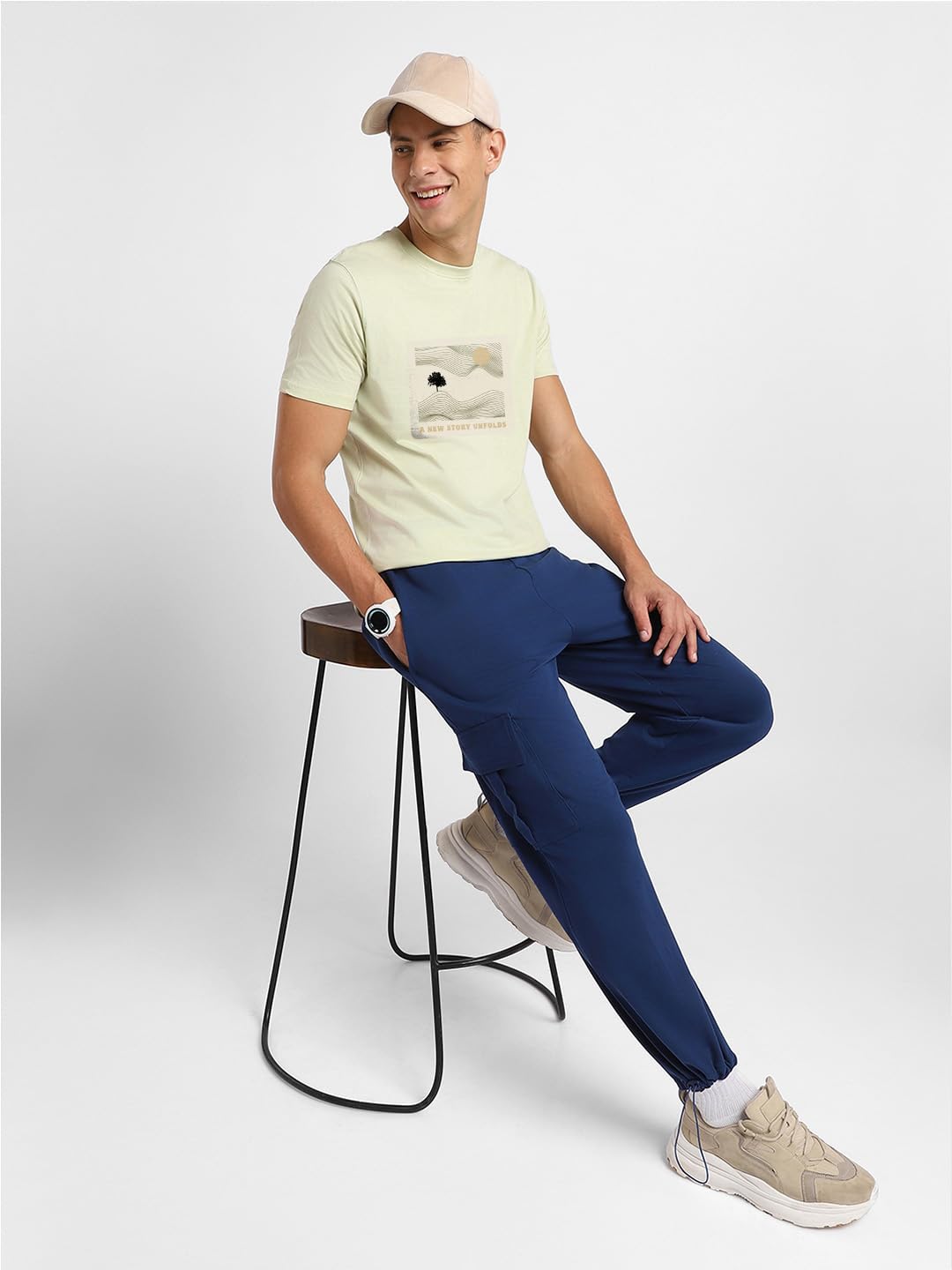 Nobero MenS Graphic Print Regular Fit T-Shirt (1M-Twts-C0836-Pbl_Aloe Green-New Story Unfolds