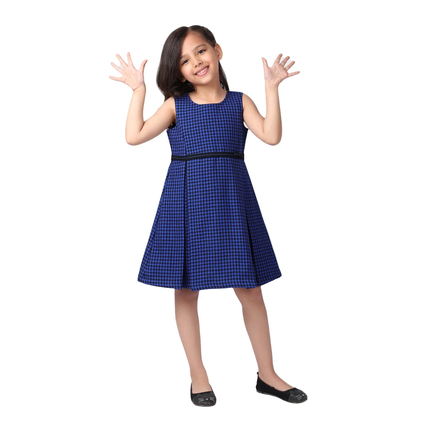 Fabindia Kids Tweed Woven Dress Wool_10-12Y Blue