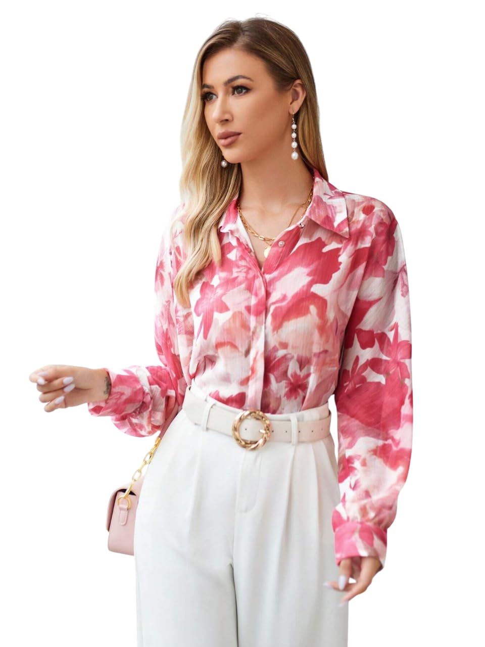 Litzo Shirts For Women Korean Style Long Sleeve Oversized Button Down | Plus Size Workwear Top For Office & Casual Wear (L-103-
