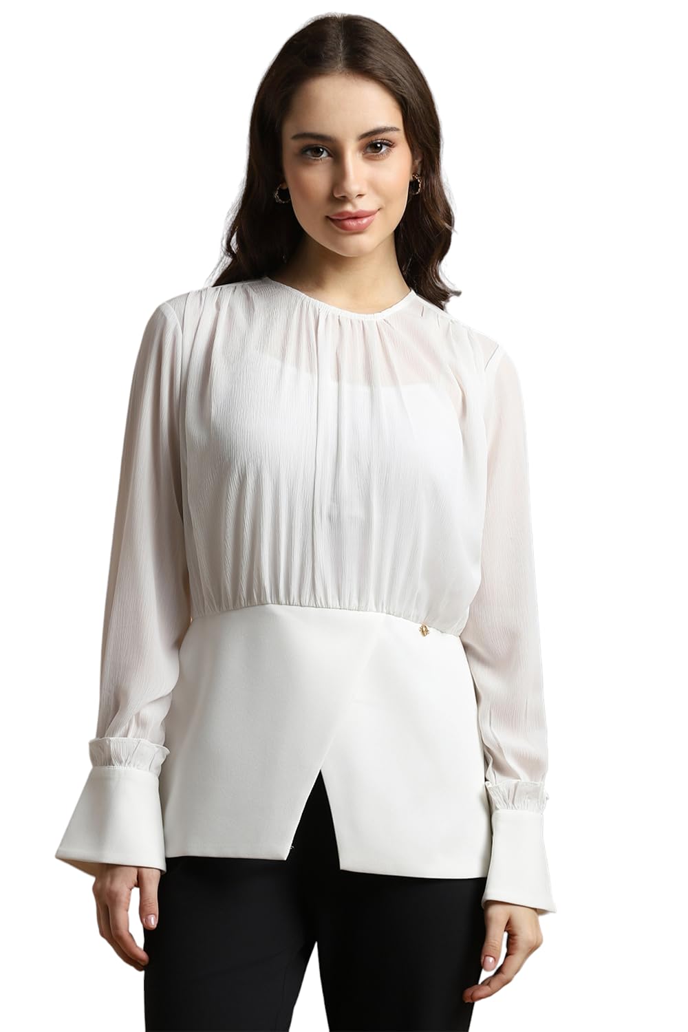 Allen Solly Women Regular Fit Solid Casual Cotton Full Sleeve Shirt