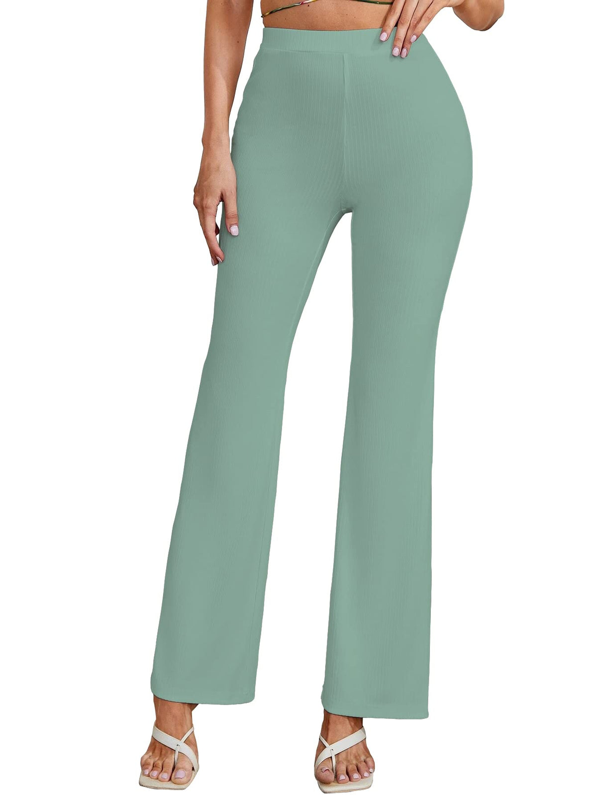 Shasmi Light Teal Womens Yoga Dress Pants Stretchy Work Slacks Business Casual Office Bell-Bottom/Boot-Cut Elastic Waist Regula