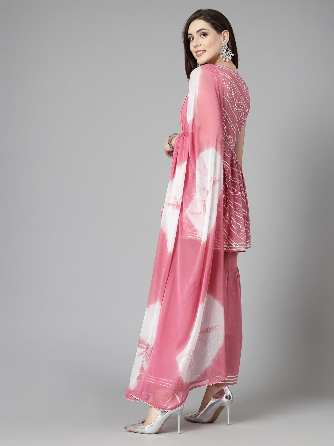 Stylum Women's Bandhej Printed & Embroidered Cotton Kurta Pant With Dupattat (Ksdmorjim_Mulberry)