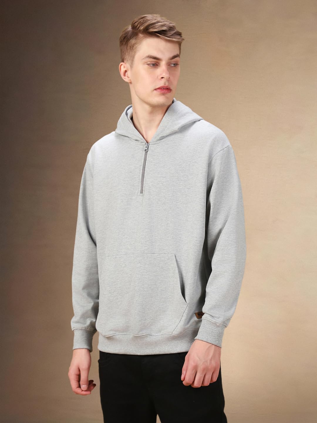 Dennis Lingo Men Solid Polycotton Regular Fit Full Sleeves Pullover Sweatshirts Grey Melange