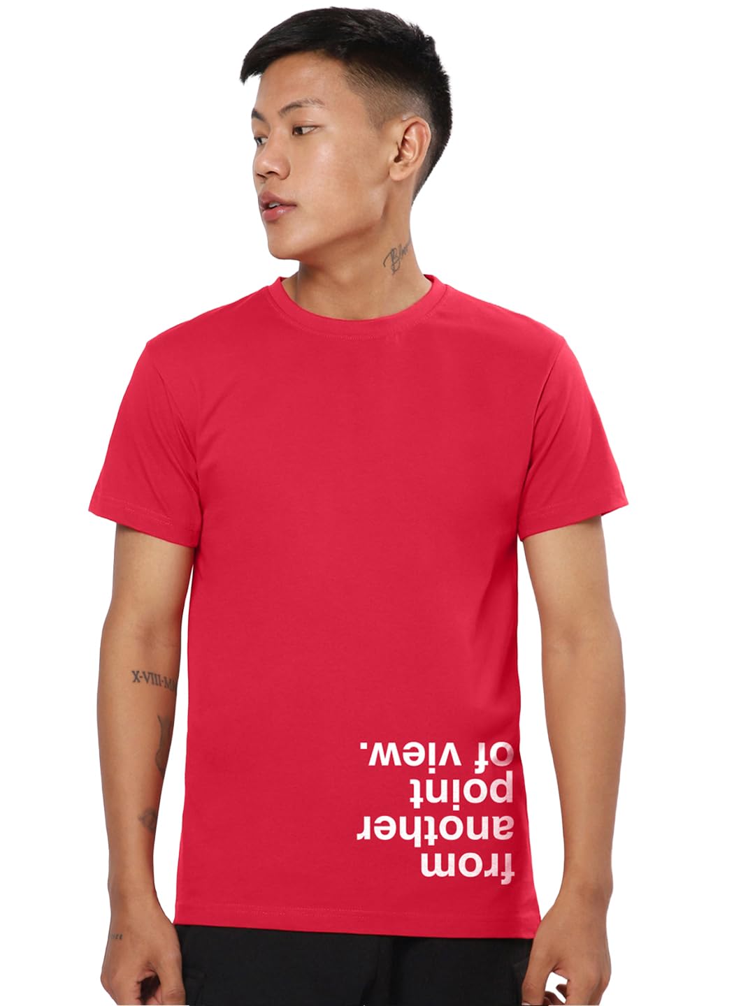 Bewakoof Mens Typography Print Regular Fit Half Sleeve Round Neck Cotton T-Shirt_689684_Red_XL