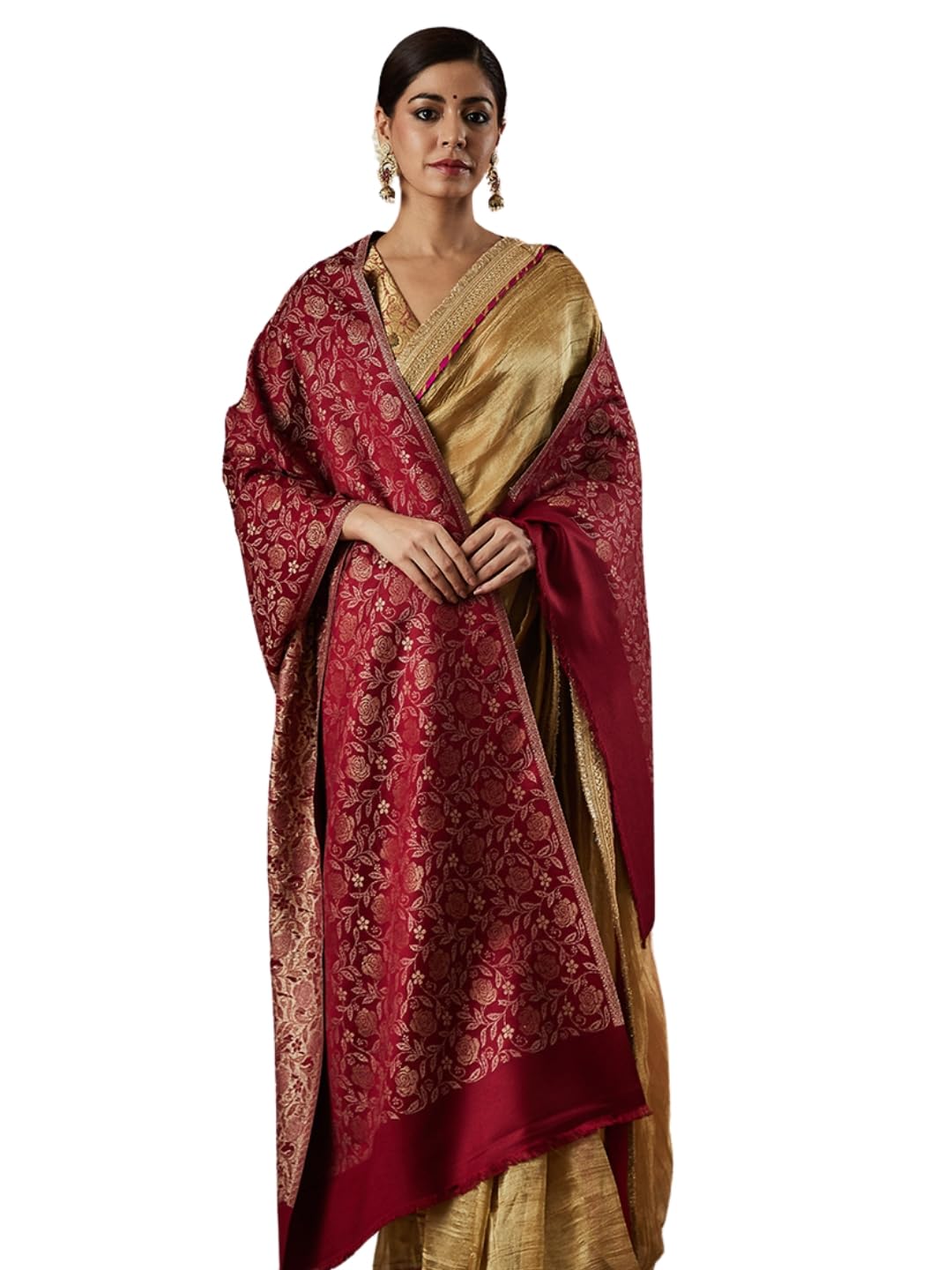 Pashmoda Women Gulnari Kaani Wool Blend Stole (Size : 71X203 CM)