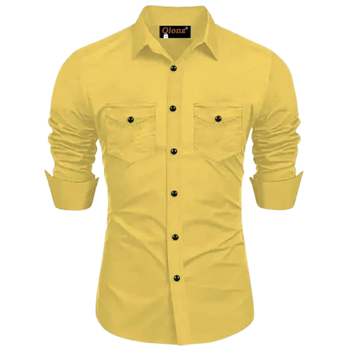 Rebelify Double Pocket With Flap Men Cargo Cotton Shirt Yellow