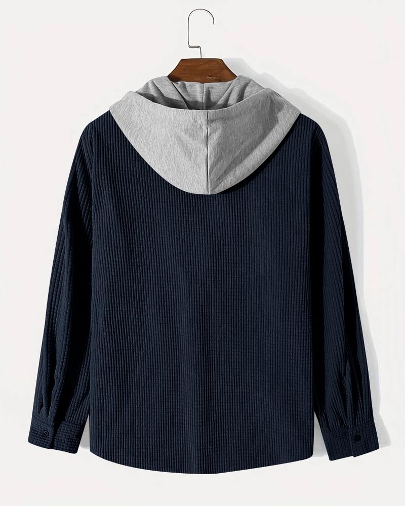 Noble Monk Mens Solid Regular Fit Shirt | Shirt with Hood | Full Sleeves Hooded Shirt for Men