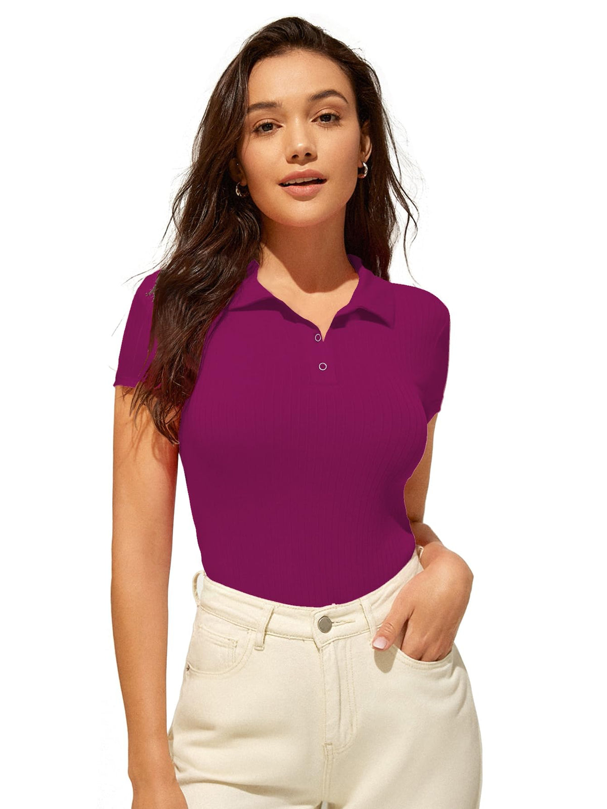 AVANOVA Slim Fit Western for Womens Ruched Solid Tunic Top_Wine