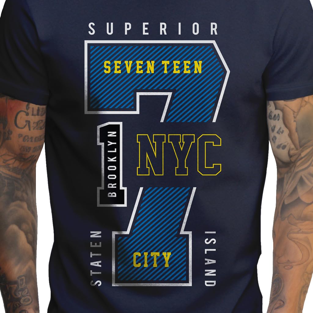 Peppyzone Mens Regular Fit T-Shirt (PZ-Number-9910_Navy Blue3