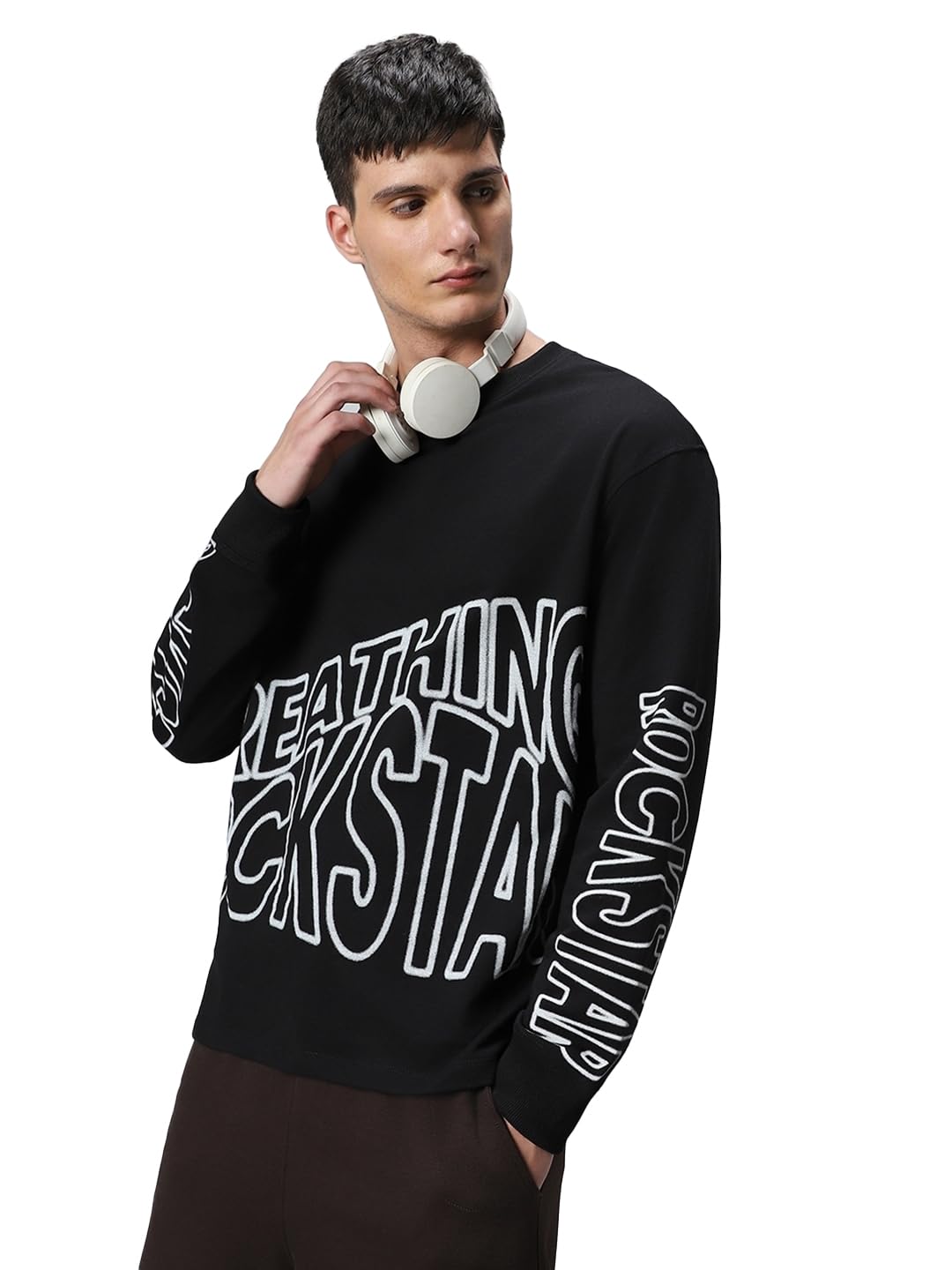 Bewakoof Mens Typography Oversized Sweatshirt_597321_Black_XL