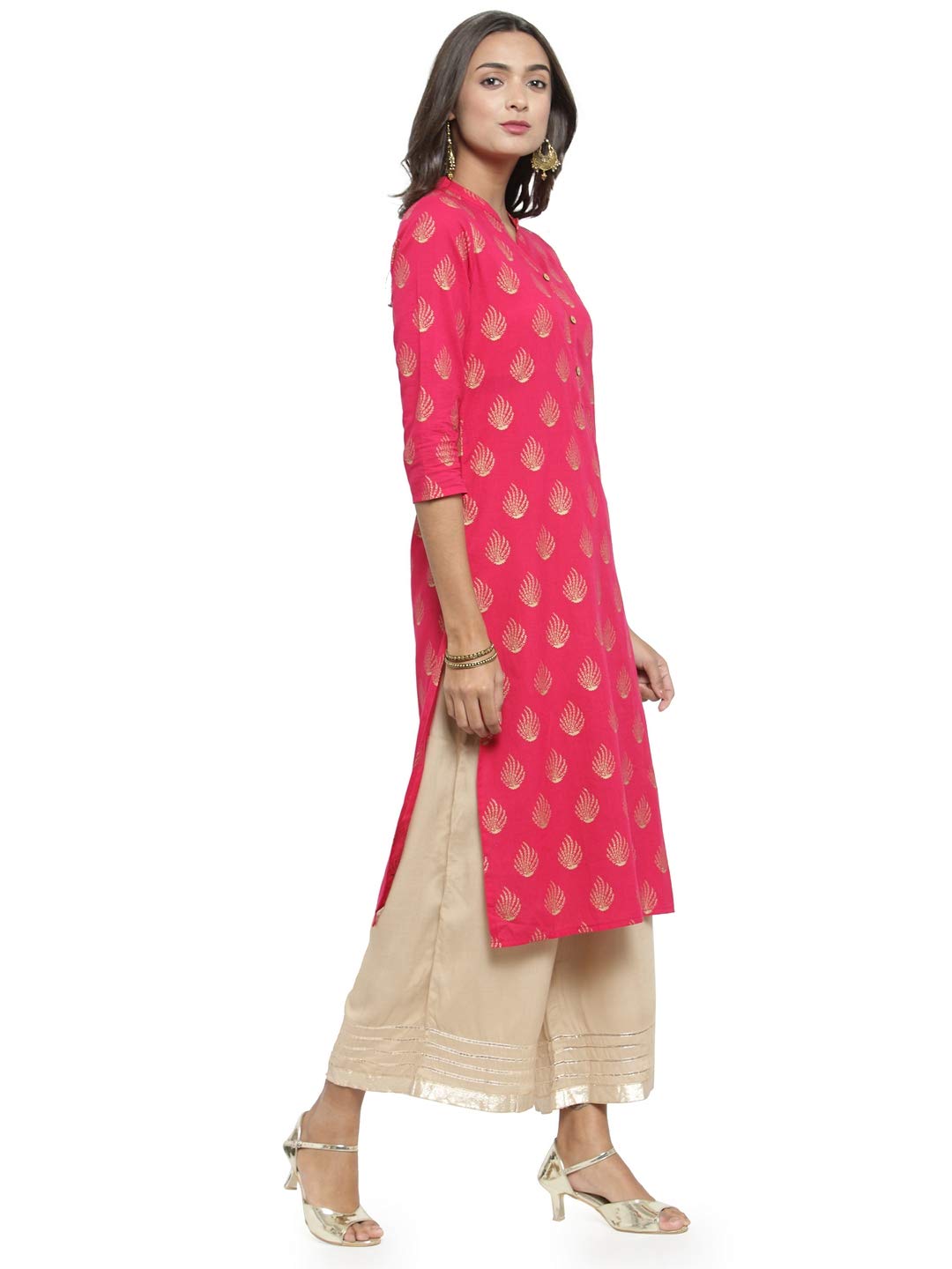 GoSriKi Women's Cotton Camouflage Straight Kurta
