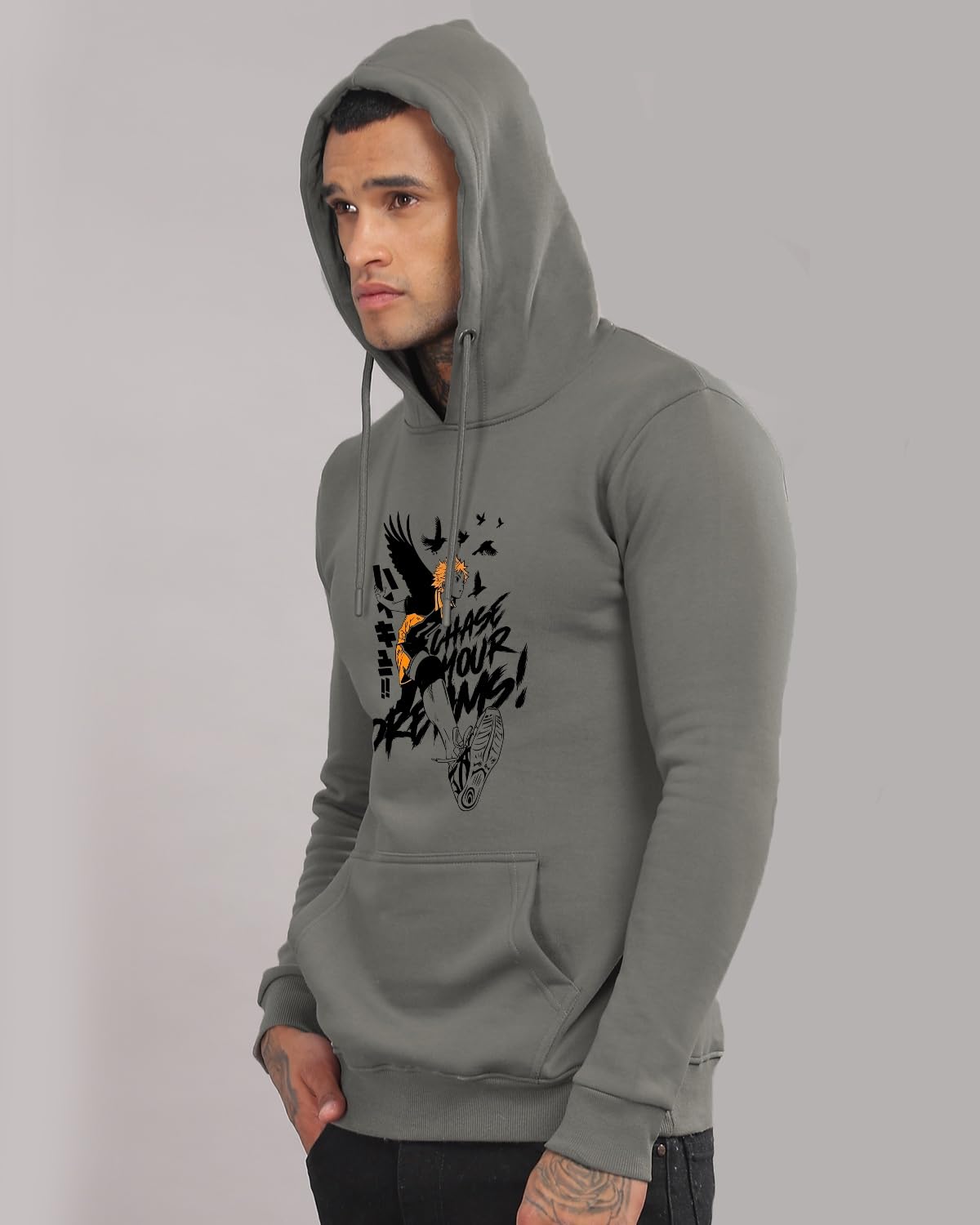 ADRO Anime Hoodies for Men, 320 GSM Soft Cotton Hoodie, Long Lasting Anime Printed Hoodie for Winter | Mens Hoodies | Sweatshirt