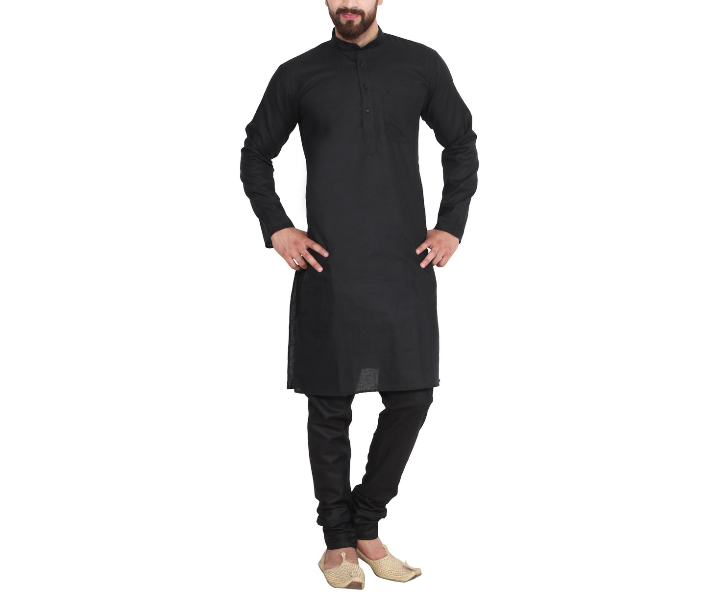 SOJANYA (Since 1958 Men's Black Cotton Linen Kurta Pyjama