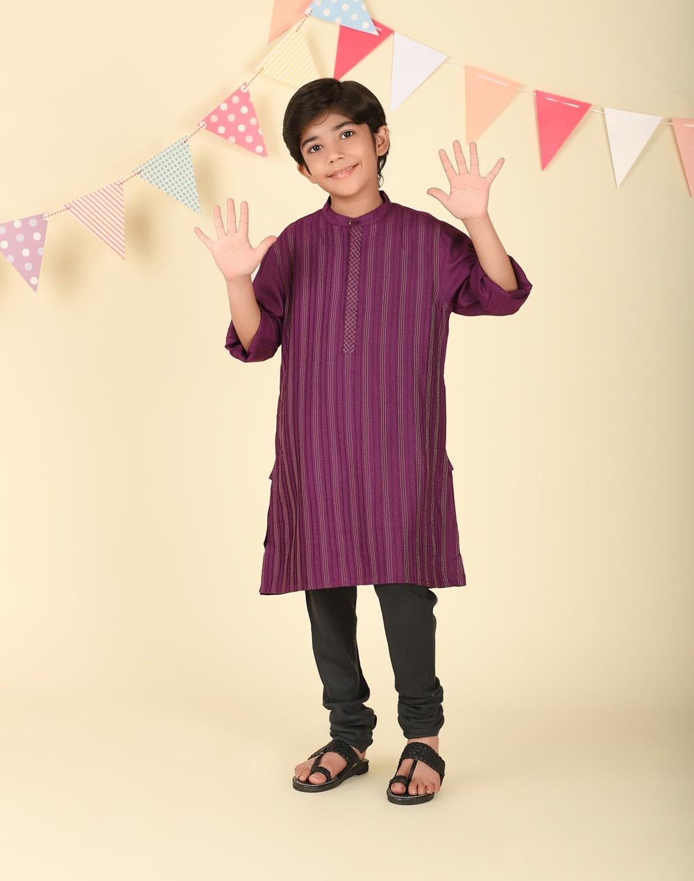 Fabindia Purple Viscose Silk Woven Long Kurta