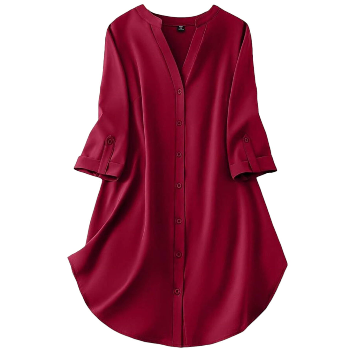 Gufrina Dresses For Women||Viscose Rayon Solid Button Front Shirt Dress For Women || Roll Tab Sleeve & Collared Neck Flared Dres
