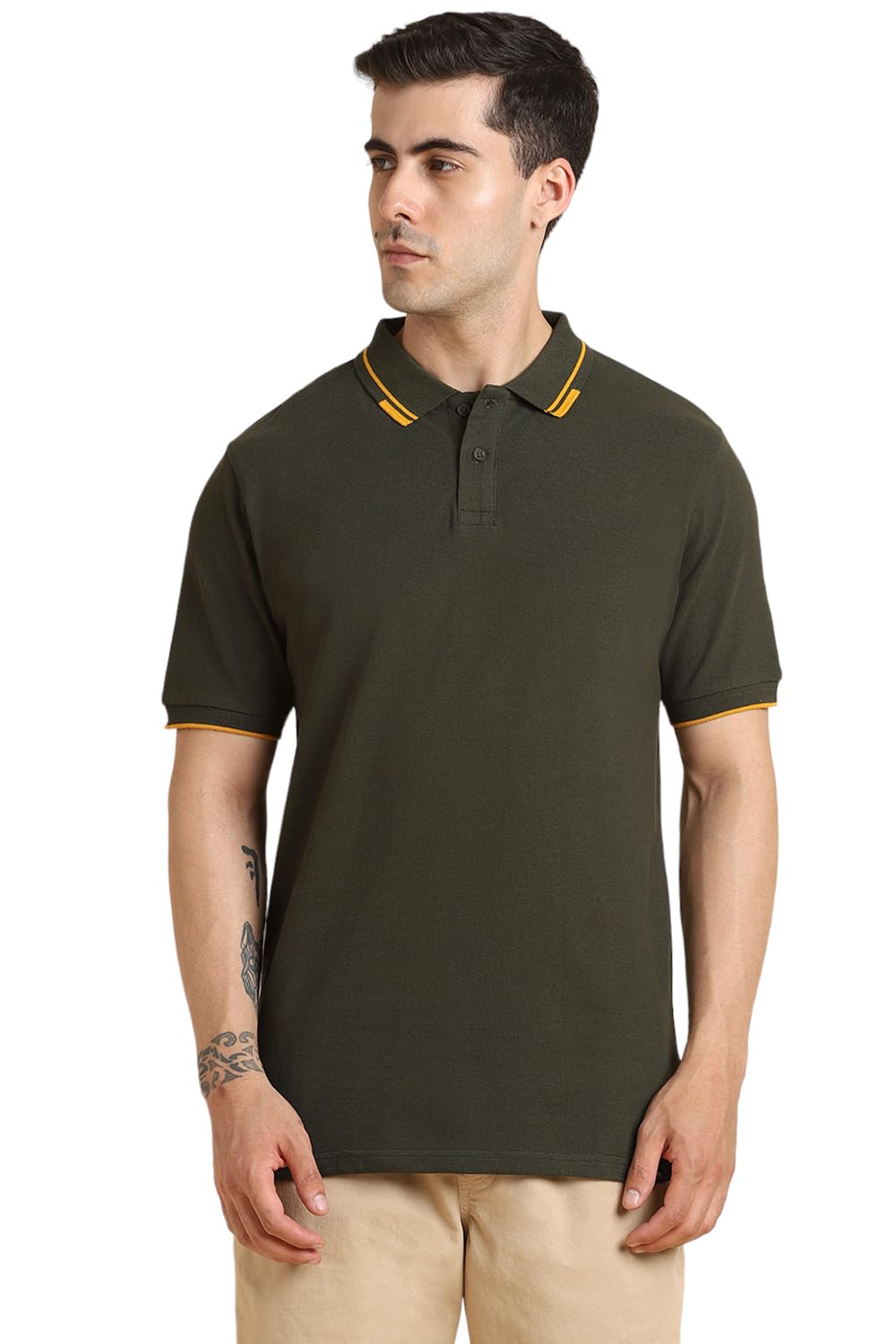 Dennis Lingo MenS Cotton Olive Polo T-Shirt (Solid)