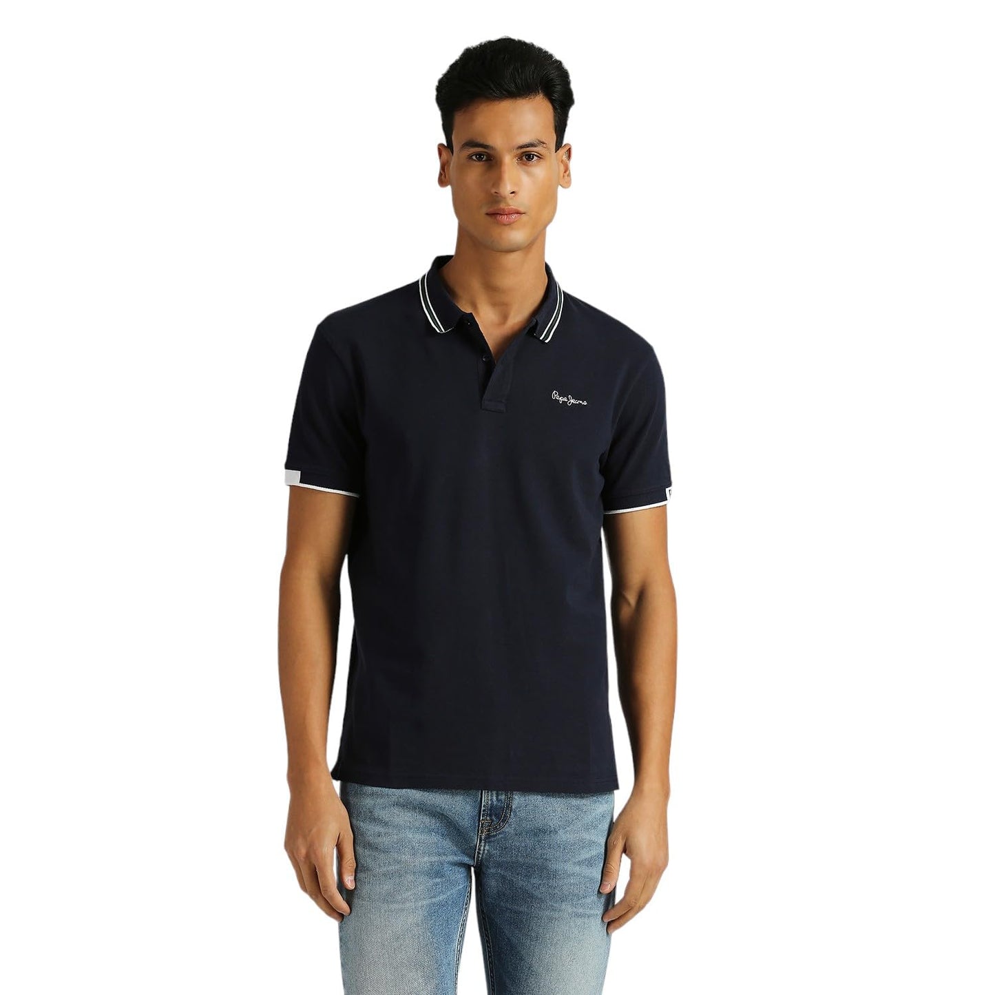 Pepe Jeans MenS Solid Regular Fit T-Shirt (Pm542176_Dulwich Blue
