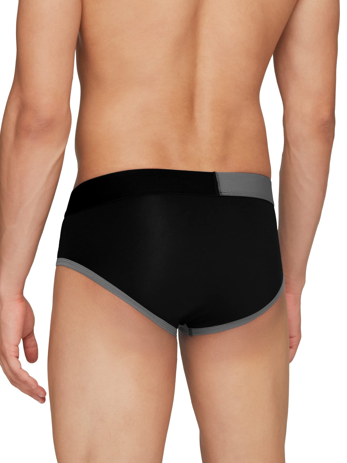 XYXX Mens Underwear Dualist IntelliSoft Antimicrobial Micro Modal Brief Pack of 3 (Brilliant Blue & Black Iris ; Steel Grey & B