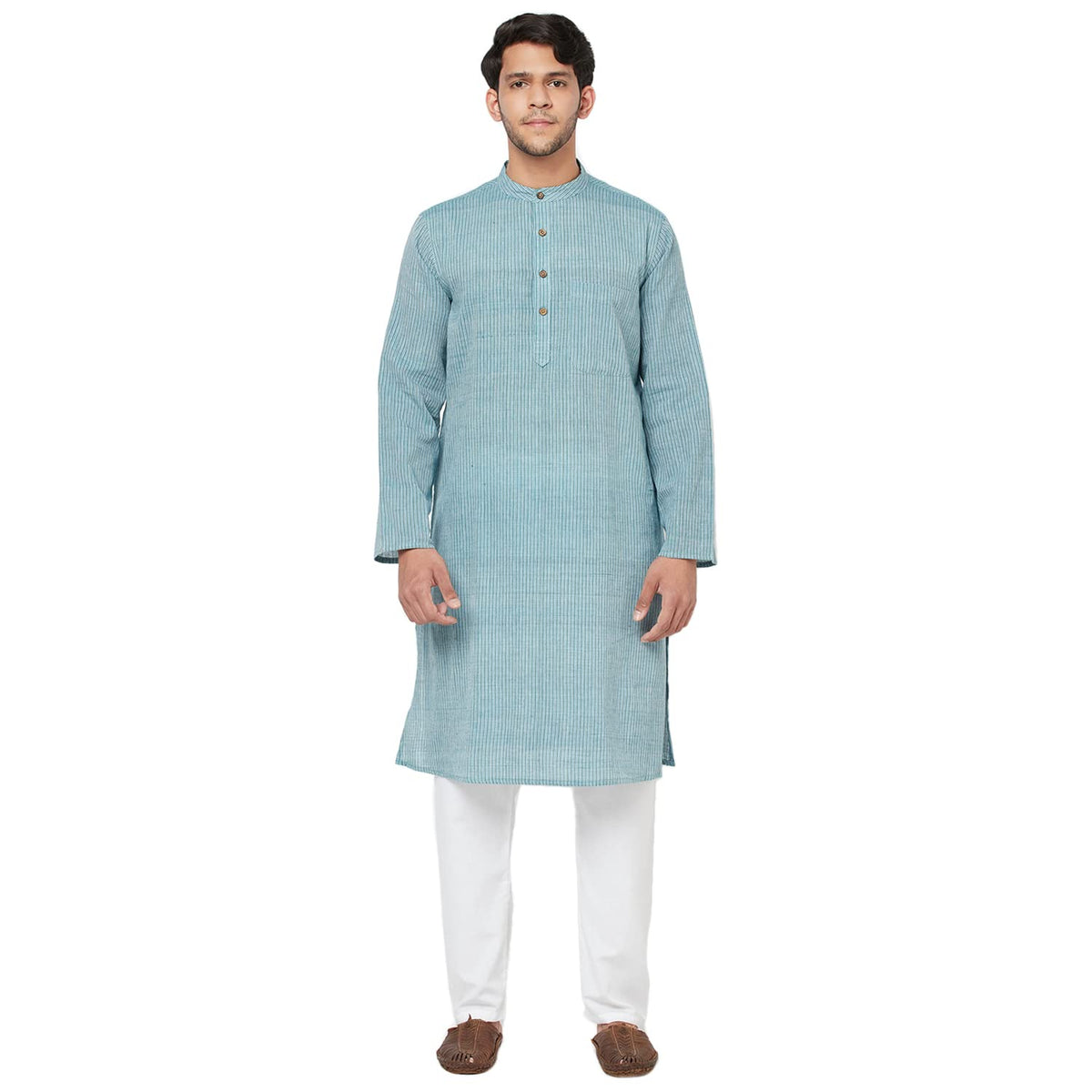 Fabindia MenS Cotton Striped Comfort Kurta_Dark Blue_Xs