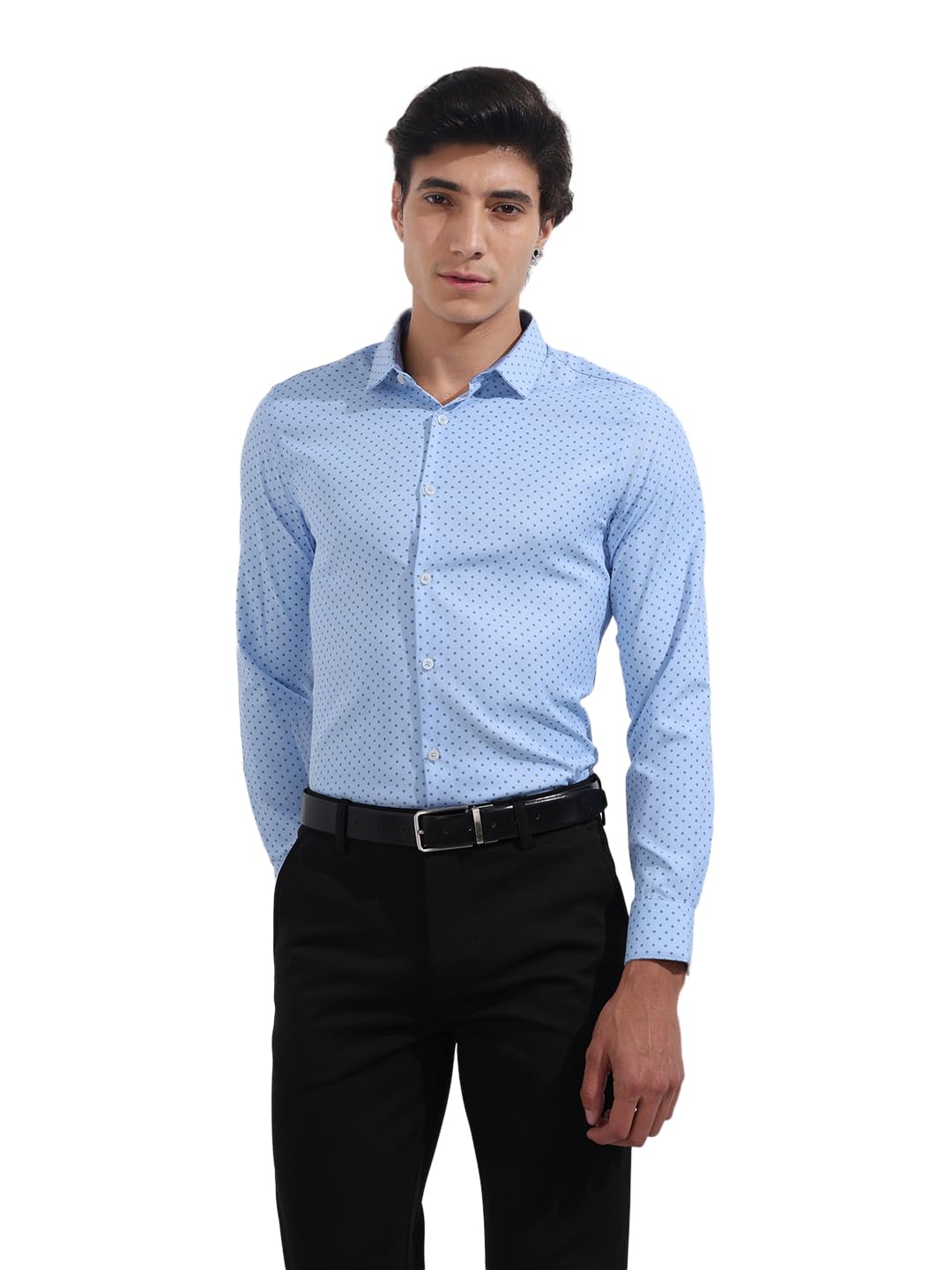The Indian Garage Co Mens Slim Fit Ditsy Printed Collar Full Sleeves Formal Shirt