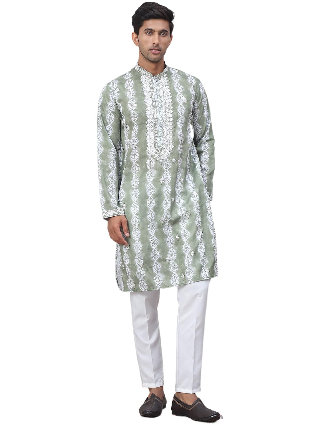 Jompers Mens Tie Dye Embroidered & Sequin Kurta Pyjama Set