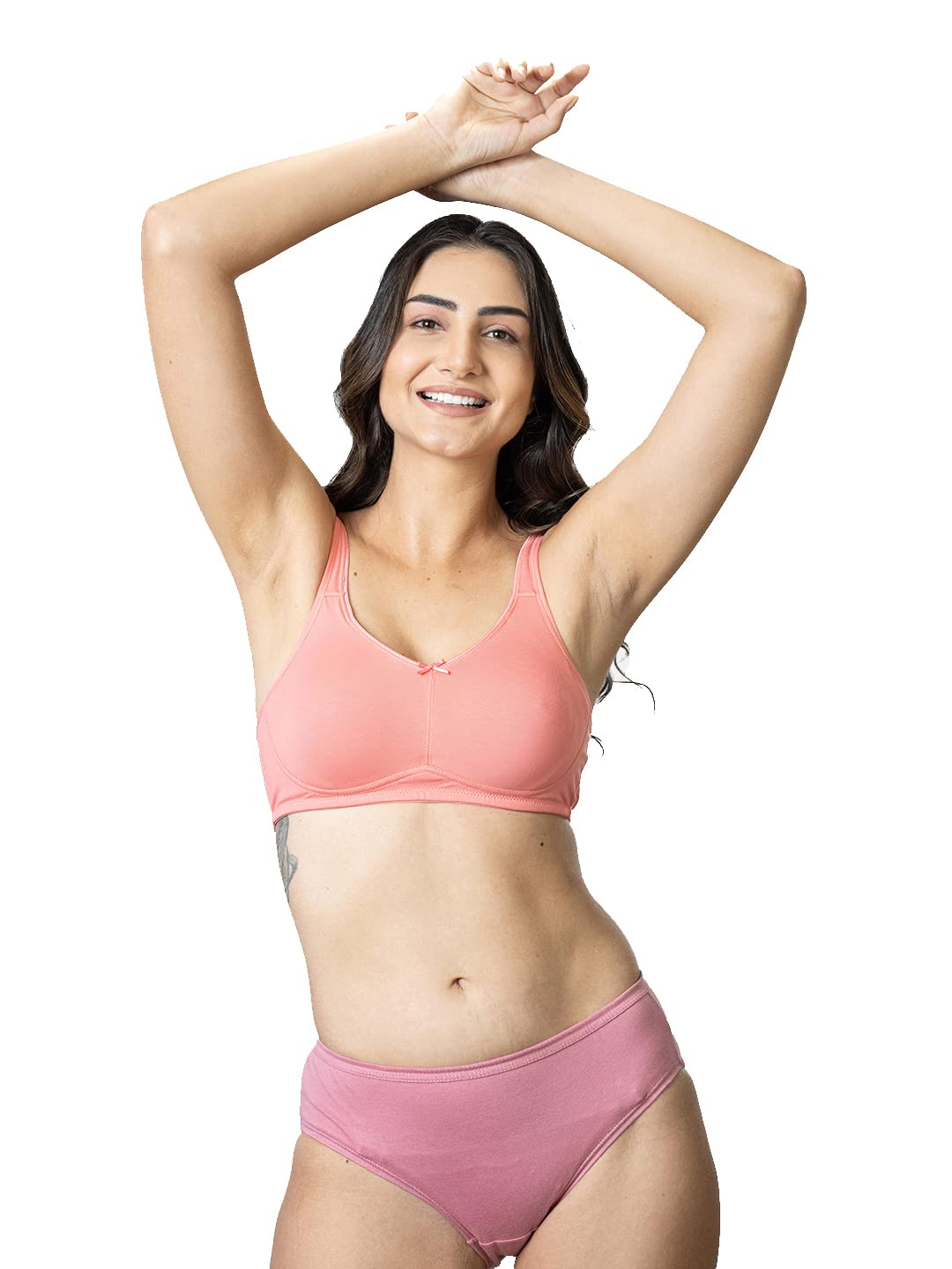 Lyra 515 Valentina Full Covarage Solid Coloured Premium Cotton Moulded C-Cup Bra For Women Peach Blossom