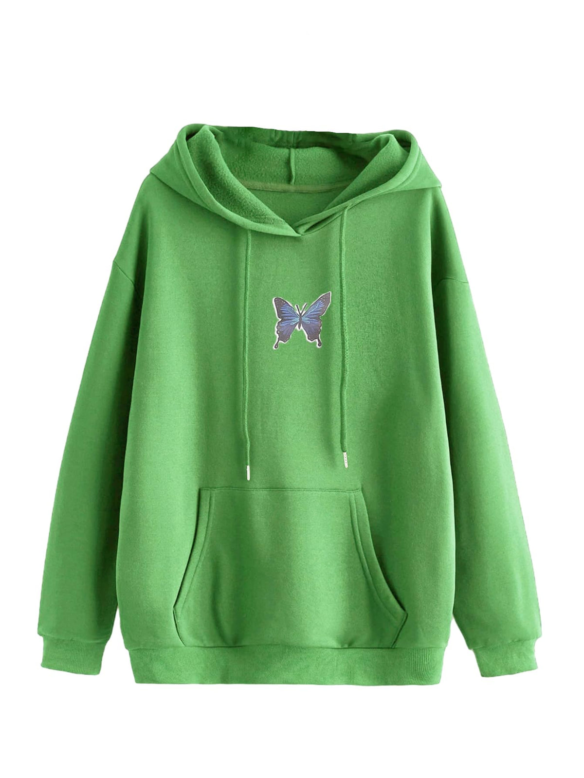 Kotty Women Full Sleeve Hooded Printed Sweatshirt Lime Green