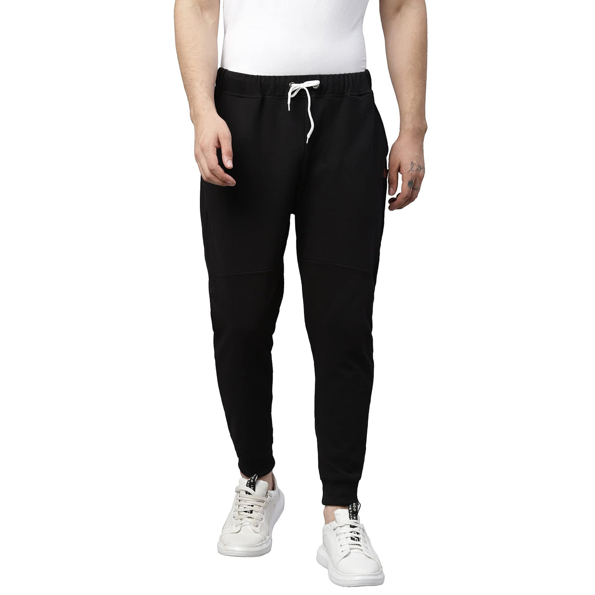 Rigo Relaxed and Regular Fit Printed Cotton Jogger Pants for Men | Track Pant for Men | Lower for Men Black