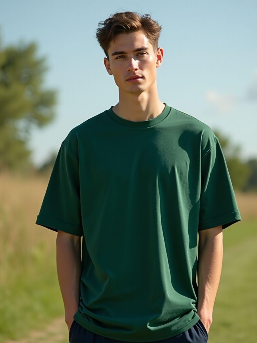 Nobero MenS Typography Oversized Fit T-Shirt (1M-Twrt-C1092_Rainforest