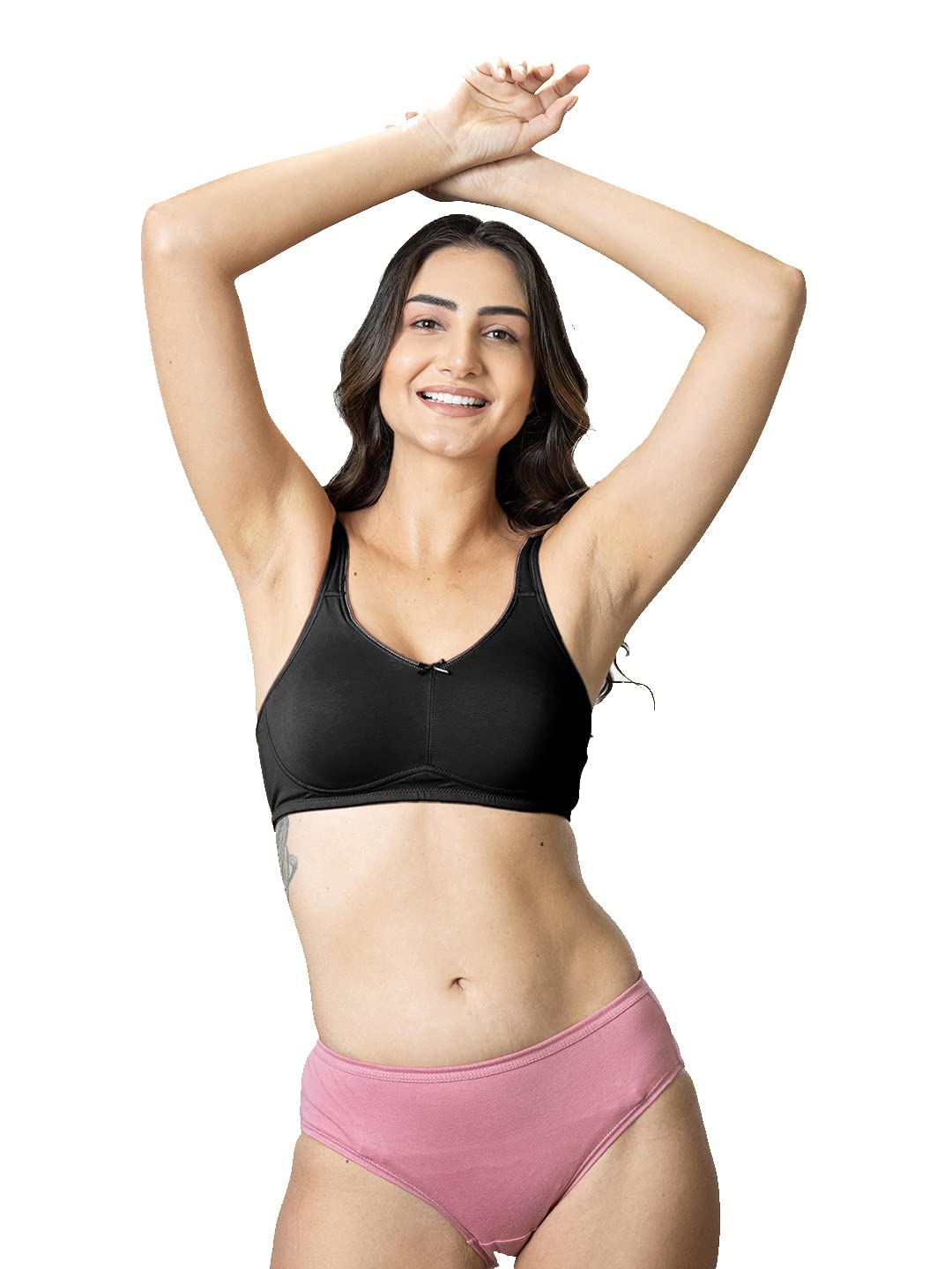Lyra 515 Valentina Full Covarage Solid Coloured Premium Cotton Moulded C-Cup Bra For Women Black