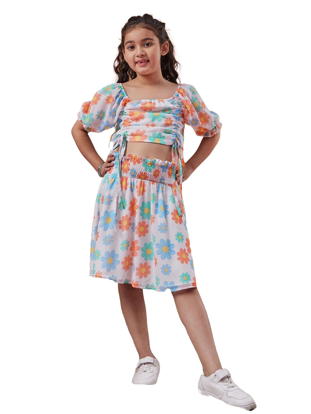 Pspeaches Polyester Western Skirt Set White