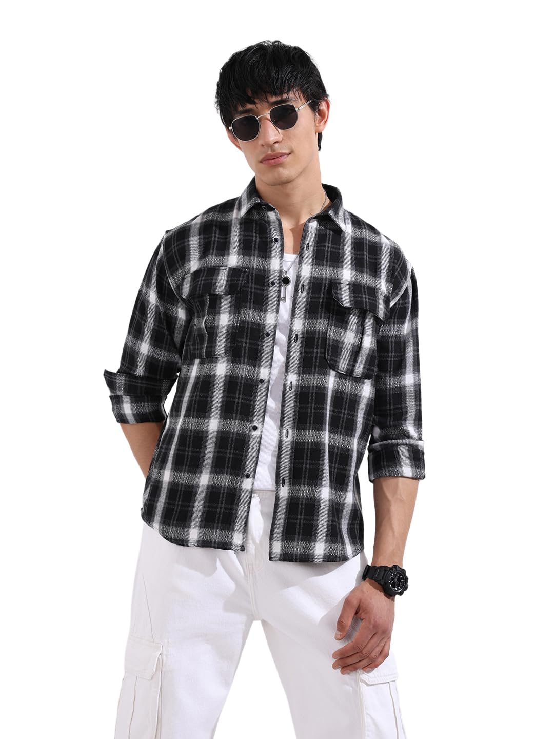 The Indian Garage Co Mens Relaxed Fit Vertical Stripes Shirt