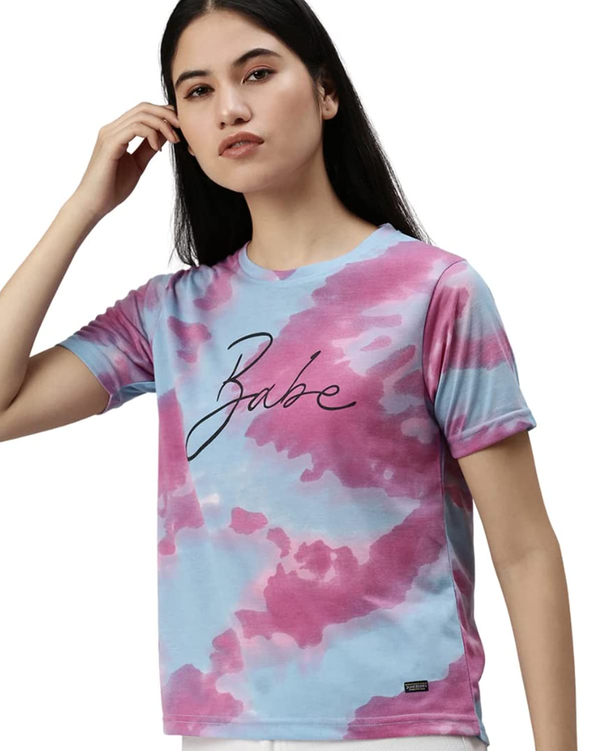 Juneberry Tie-Dye Stylish & Comfortable Multicolour Typographic Print Cotton Round-Neck Regular Fit T-Shirt For Women & Girls