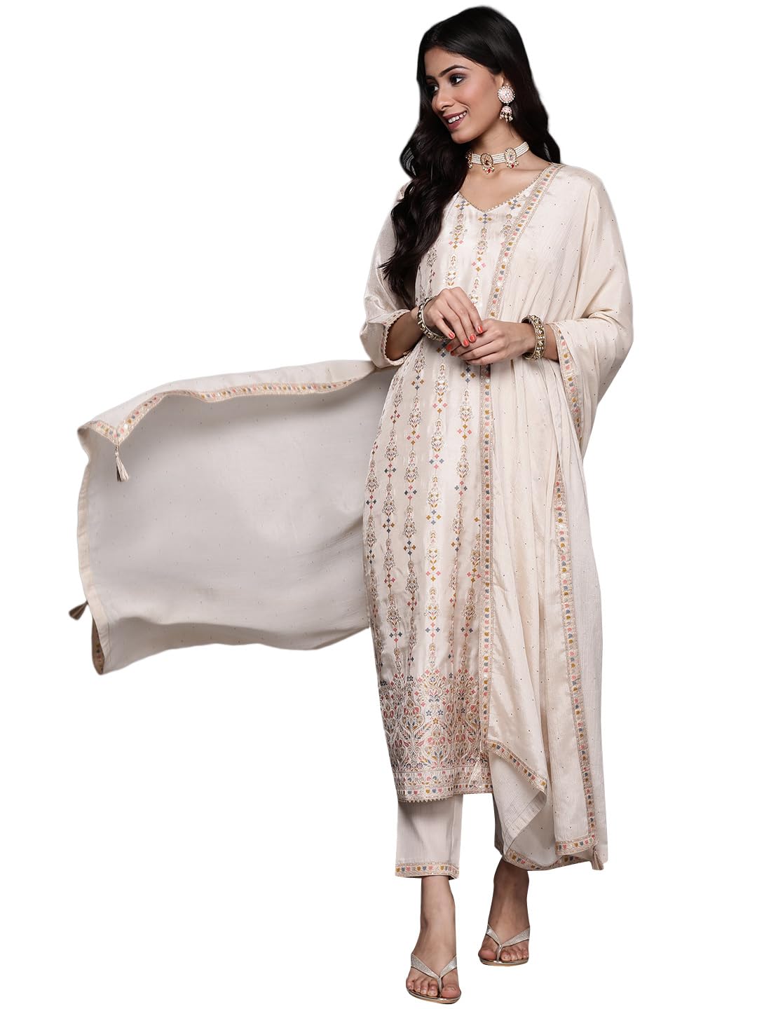 Libas Womens Silk Blend Kurta Sets (33338O_Beige