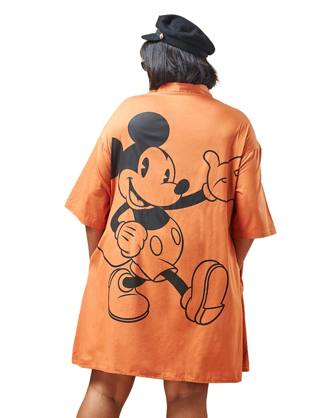 Bewakoof Official Disney Merchandise WomenS Graphic Printed Oversized Fit Half Sleeve Collared Cotton Twill Plus Size Shirt Dre
