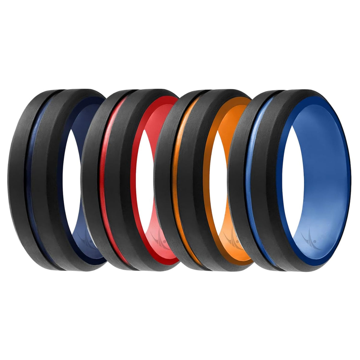 ROQ Silicone Rubber Wedding Ring for Men, Comfort Fit, Mens Wedding Band, Breathable Rubber Engagement Band, 9mm Wide 2mm Thick, Dome Style Duo Collection, Single, Black & Red, Size 11