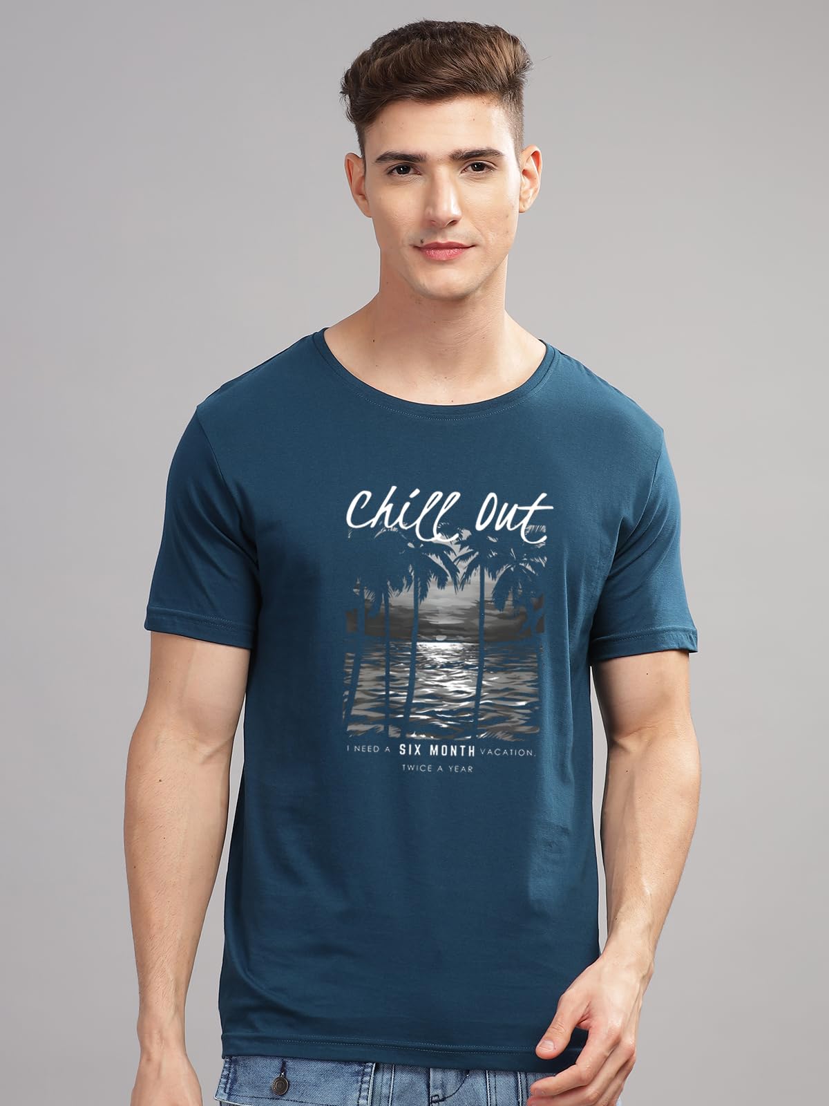 ADRO Mens Nature Graphic Tshirt - Premium Cotton T-Shirt with Stunning Nature Design - Best for Outdoor Enthusiasts Print Teal T
