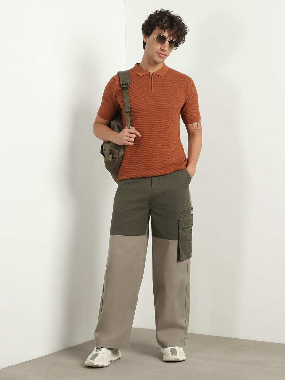 Nobero MenS Relaxed Pants (1M-Bwcp-R0003_Olive Green